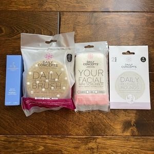 NIB Spa Relaxation Self Care Bundle Massaging Brush, Facial Scrubber, Rollerball